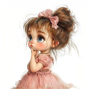 20 imágenes prediseñadas de una linda niña con vestido rosa, niña vintage, niña linda, acuarela imprimible, JPG de alta calidad, manualidades de papel, diario basura