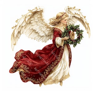 20 Vintage Christmas Angel Clipart, Christmas Card, Printable Watercolor, High-Quality JPGs, Papercraft, Junk Journal, Digital Download