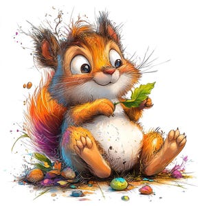 16 Quirky Funny Squirrel Clipart, Surprised Squirrel, Printable Watercolor, High-Quality JPGs, Paper Craft, Junk Journal, Digital Craft