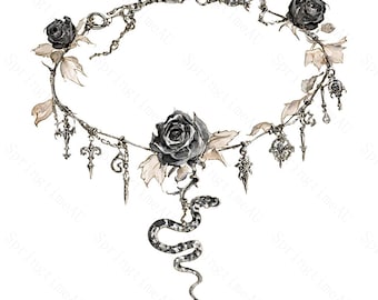 17 Cliparts von Hexen-Anhängern, gotische Aquarell-JPGs, Dark-Academia-Sublimation, Halloween-Schmuck, digitaler Download