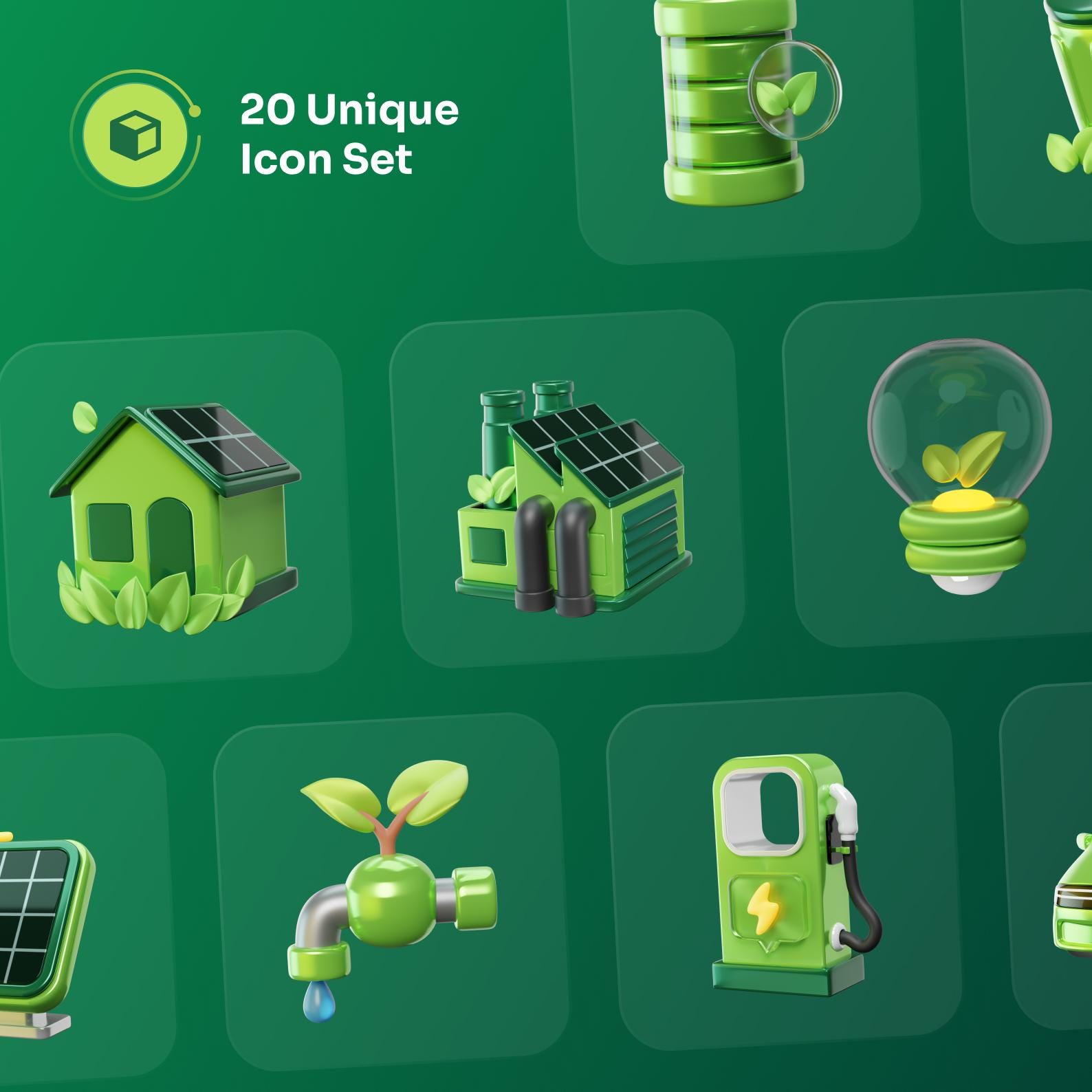 Greeny Ecology & Environment 3D Icon Set Modern High Quality Realistic ...