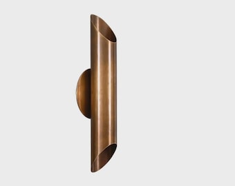 Applique murale cylindrique en laiton de style Stilnovo Kalmar, style italien Spoutnik moderne du milieu du siècle, accent minimaliste, extérieur antique, salon, salle à manger, chevet