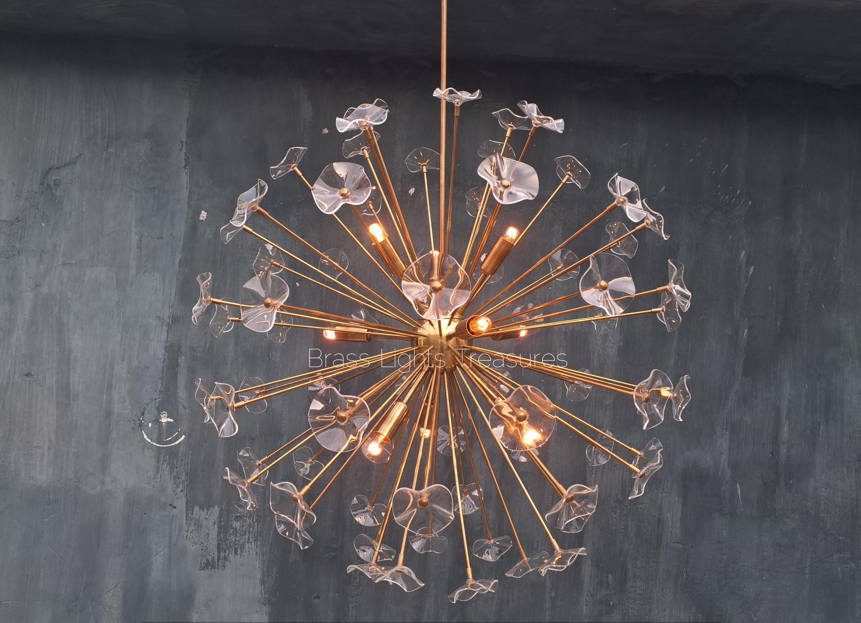 ハンドメイドの真鍮製アーチン・スプートニク・シャンデリア：ミッド