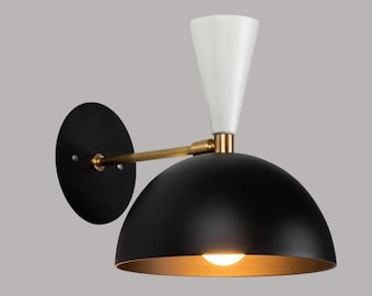 Ensemble d'appliques murales modernes en noir et blanc : lampes de chevet industrielles