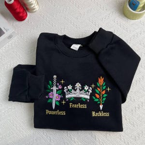 Powerless Series Embroidered Sweater, Lauren Roberts Hoodie, Fearless & Reckless Bookish Crewneck, Cozy Reader Gift