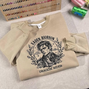 Xaden Riorson Sweatshirt, Fourth Wing Embroidered Hoodie, Dragon Rider Shirt, Fantasy Reader Gift, Rebecca Yarros Merch