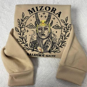 Mizora Embroidered Sweatshirt, BG3 Hoodie, Baldur&#39;s Gate 3 Crewneck, Cozy Gamer Gift, Perfect Fantasy RPG Shirt for Fans
