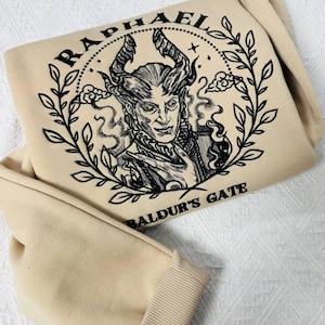 Raphael Embroidered Sweatshirt, BG3 Hoodie, Baldur&#39;s Gate 3 Shirt, Cozy Crewneck for Fans, Ideal Gamer Gift for Fantasy RPG Enthusiasts
