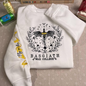 Fourth Wing Embroidered Sweatshirt, Basgiath War College Gift, Dragon Rider Shirt, Violet Sorrengail, Xaden Riorson Fantasy Sweater