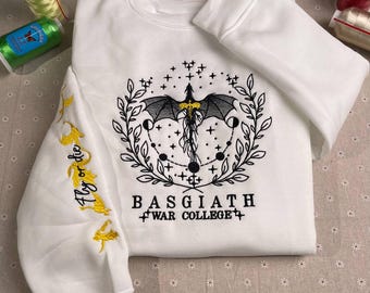 Fourth Wing Embroidered Sweatshirt, Basgiath War College Gift, Dragon Rider Shirt, Violet Sorrengail, Xaden Riorson Fantasy Sweater