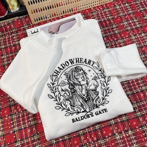 Shadowheart Embroidered Hoodie | Baldur&#39;s Gate 3 Sweatshirt | BG3 Gamer Shirt | Perfect Gift for Gamers | Cozy, Stylish, and Unique!