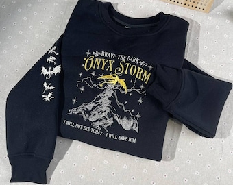 Onyx Storm Embroidered Sweatshirt, Fourth Wing Dragon Rider Gift