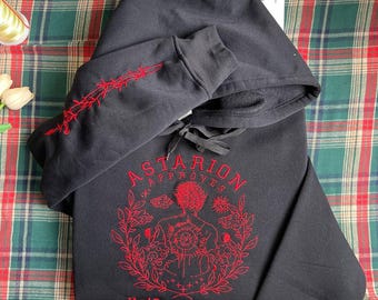 Astarion Approves Embroidered Hoodie, Baldur&#39;s Gate 3 Sweatshirt, Astarion Tattoo Shirt, Cozy Gamer Gift, Unique BG3 Apparel for Fans