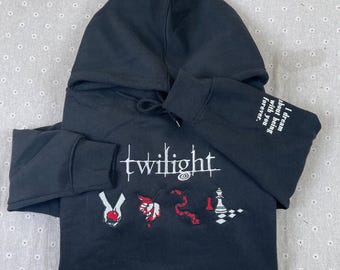 Twilight Saga Embroidered Hoodie or Sweatshirt, Book Lover Gift