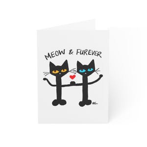 Cute Cat Greeting Cards - Meow & Furever, for Him for Her, Pet Lover&#39;s Cards, Kitty-Themed Greetings, Cat Appreciation Day, Cute Pet Gifts