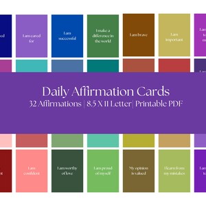 32 cartes d'affirmations imprimables, affirmations positives, jeu de cartes d'affirmations, téléchargement numérique