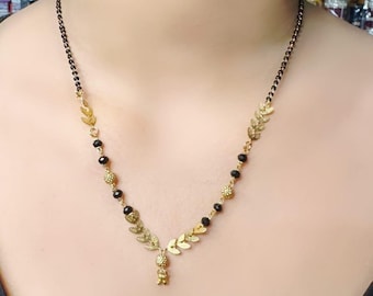 Modern Mangalsutra Necklace, Black Beads, Indian Jewelry
