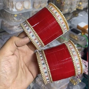 Indian Traditional Plain Red chuda Pearl Kada Acrylic Wedding Bridal Chura Jewelry/Wedding Bangles For Bride | Bridal Bangles Chooda Choora