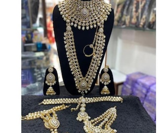 Elegant Kundan Bridal set/Indian bridal jewelry/ high quality kundan Polki jewelry/ Wedding Necklace Set/ gold Bridal Set/ Full Dulhan Set