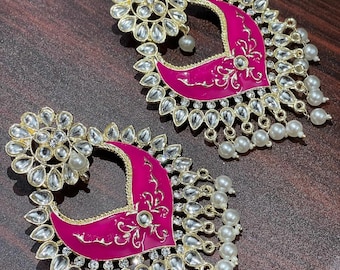 Kundan earrings/Polki/ Kundan Chandbali/ Indian Earrings/ pearl earrings /Pakistani Earrings / bollywood Earrings /Kundan Jewelry