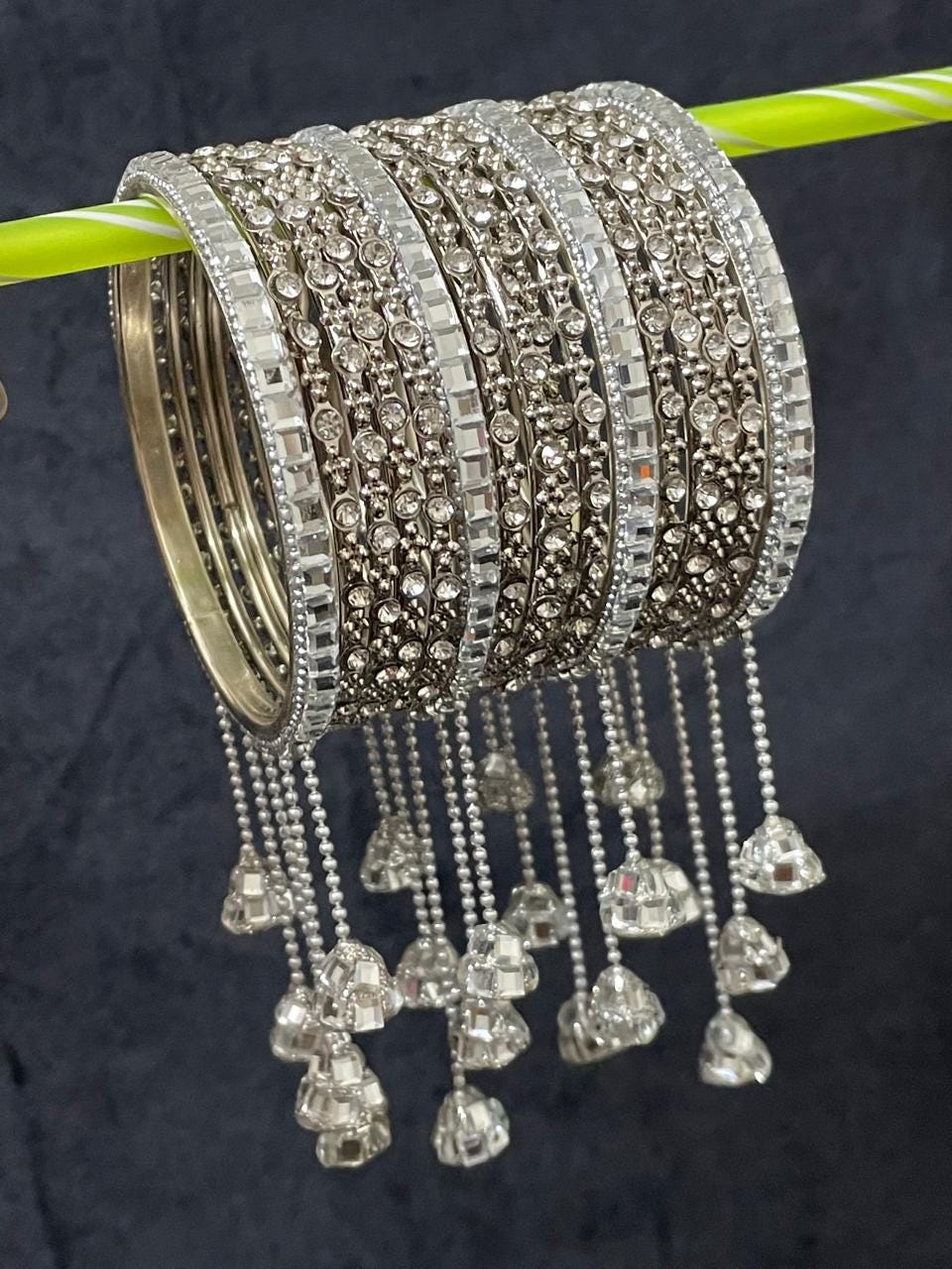 Silver Latkan Bangles Design Silver Hanging Bangles Latkan Golden