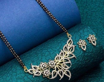 Mangalsutra, CZ Mangalsutra, Rose Gold plated zircon delicate Mangalsutra, Indian Jewelry ,Bridal jewelry, wedding jewelry / Mangalsutra
