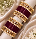 Indian Bridal Chura Bangle Set, Kundan Stone, Punjabi Wedding Jewelry