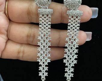 Pendientes colgantes llamativos, joyería india con circonitas cúbicas y diamantes americanos