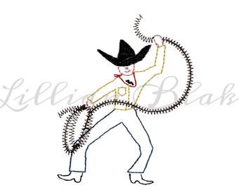 Ropingcowboy-borduurontwerp: westernboonsteek (digitale download)