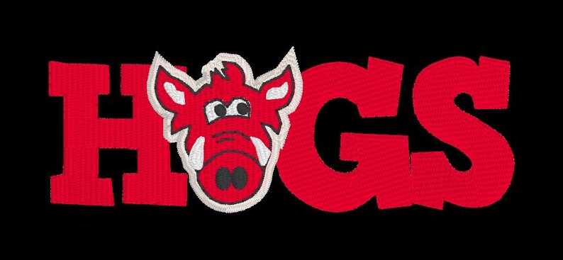 Hogs Razorback Font Hogs Machine Embroidery Design: Arkansas Razorbacks, Woo Pig Sooie ...