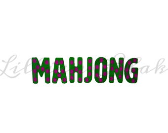 Mahjong Word Machine Embroidery Design: Vintage Chinese Game (Digital Download