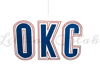 OKC Filled Vintage OKC basketball embroidery file design