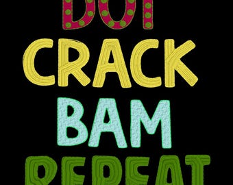 Mahjong Dot Crack Bam Repeat, Filled Stitch Embroidery Design (Digital Download)