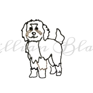Bernedoodle Bernese Mountain Dog Bean Stitch machine embroidery file design