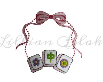 Mahjong Flower Tile Frame Machine Embroidery file design