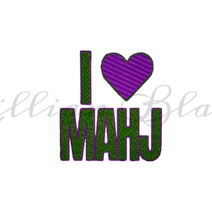Mahjong Jag älskar Mahjong Maskinbroderifildesign