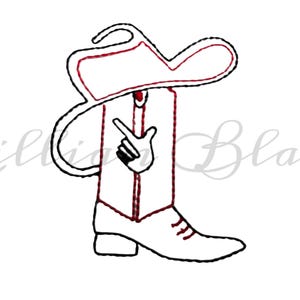 Texas Tech Guns Up Cowboyhatt och stövlar Bean Stitch maskinbroderifildesign