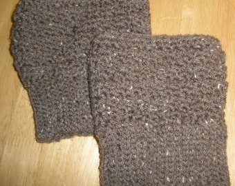 Plus Size Boot Cuffs - Hand Crochet - Brown Tweed