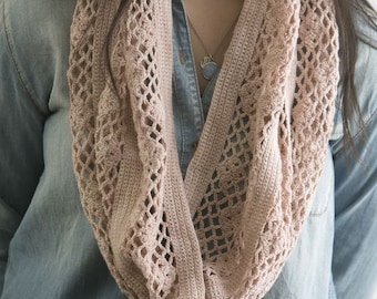 Lacy Infintity Cowl Scarf - Hand Crocchet