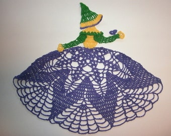 Hand Crochet Crinoline Lady - Mardi Gras Masquerade Witch