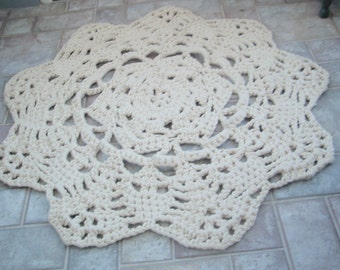 Hand Crochet Doily Rug - 48" Round