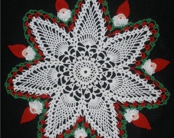 Christmas Hand Crochet Santa Claus  Doily