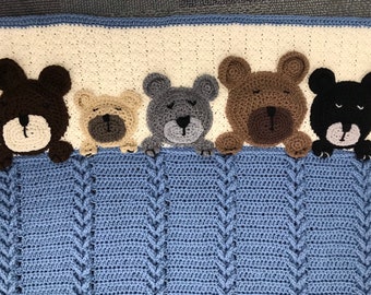 Night Night Sleeping Teddy Bears Baby Afghan Blanket