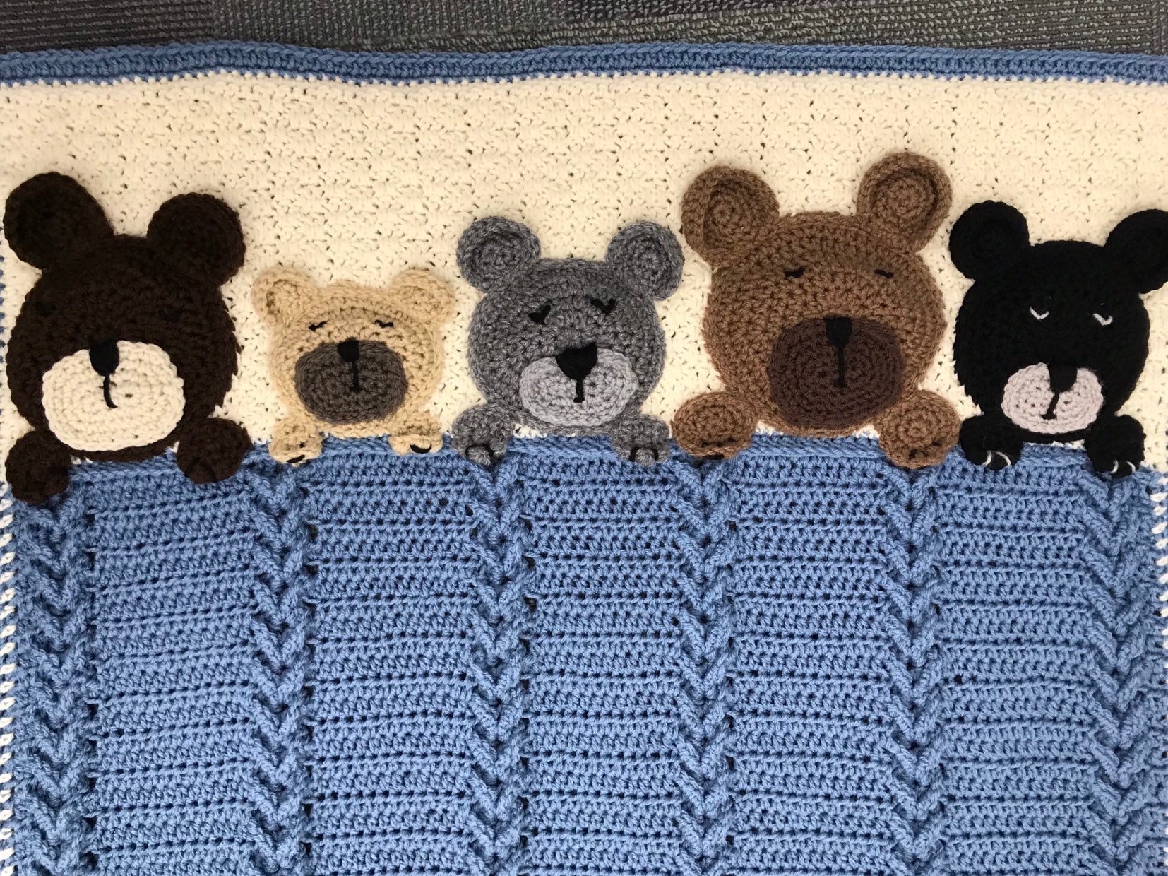 Night Night Sleeping Teddy Bears Baby Afghan Blanket Etsy