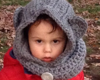 Baylie Bear Hooded Cowl Fits Infant to Adult