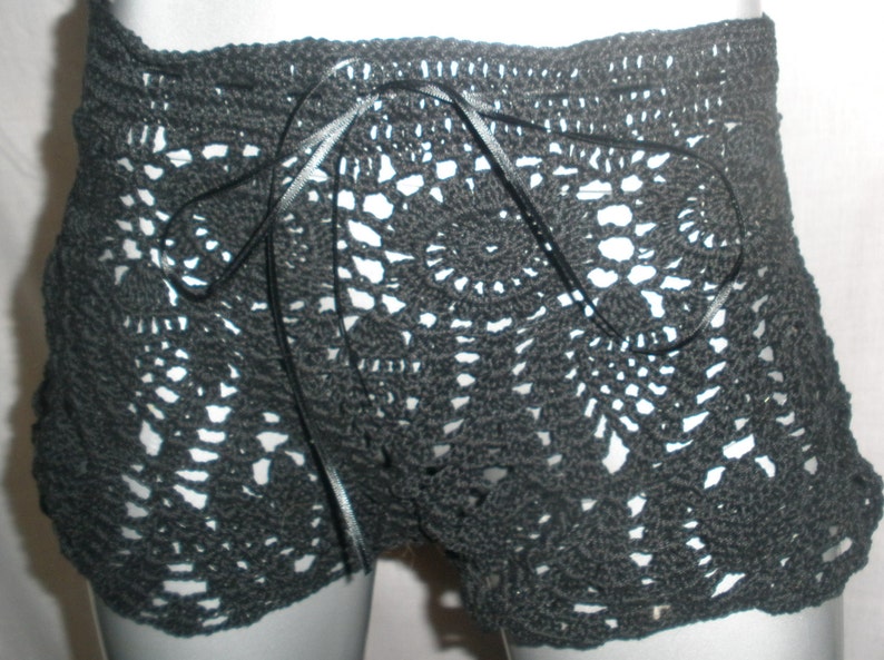 Hand Crochet Lace Beach Shorts Bikini Cover Up Etsy