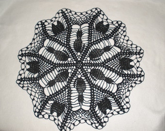 Halloween Black Cat Hand Crocheted Doily