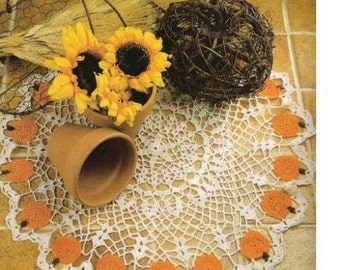 Thanksgiving  Autum Fall Decoration Hand Crochet Pumpkin Doily