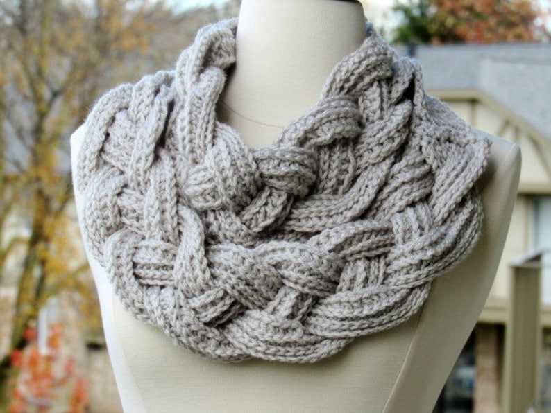 Braided Cowl Chunky Crochet Cowl Scarf Neck Warmer image 0