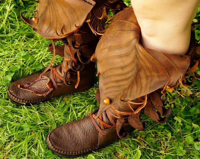 Knee High Evolution Boot/Fairy/Larping/Feather leather boots